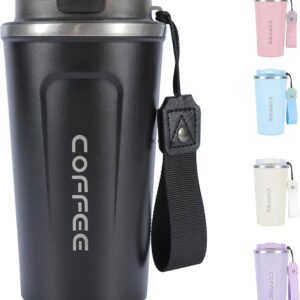 500ml Stainless Steel Coffee Thermos Travel Mug - Leakproof, Reusable, Double Wall Insulated Cup for Hot & Cold Drinks