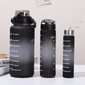 Pack of 3 Plastic Water Bottle With Motivational Time Marker For Office, School Water Bottle For Gym