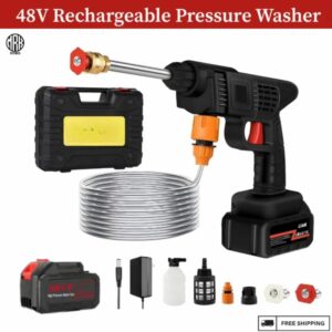 48V Cordless Electric Pressure Washer Gun – High-Pressure Car Washer with Multi-Function Nozzle & Accessories